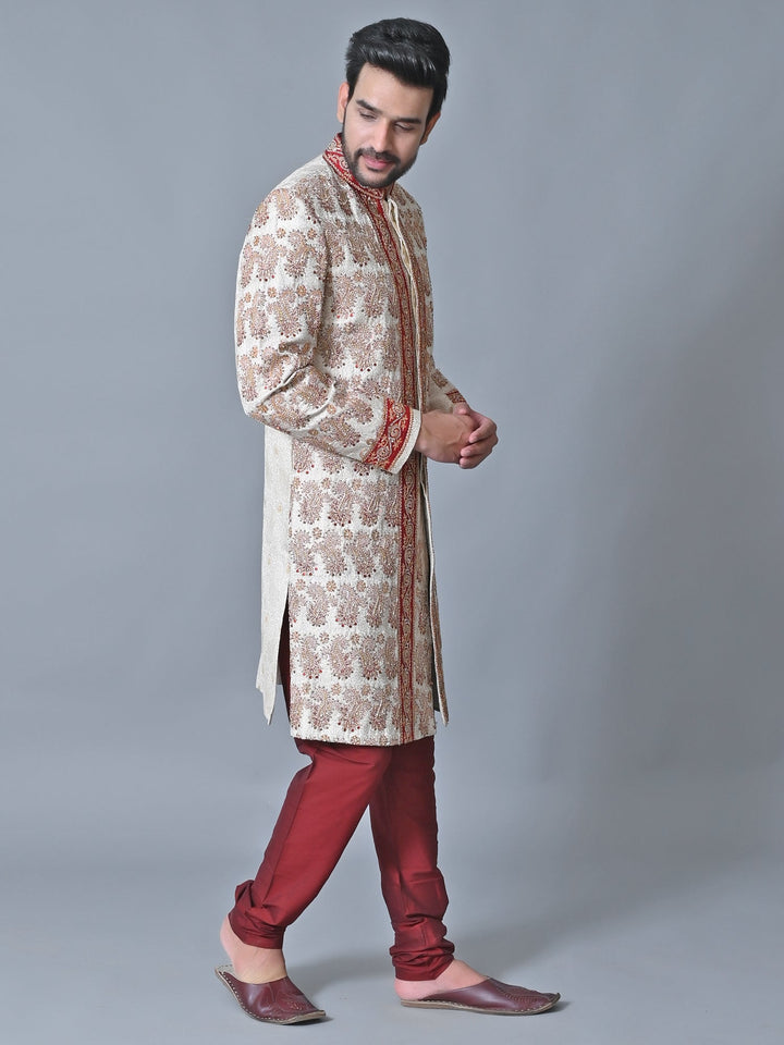 Ethnic Motifs Off White Sherwani
