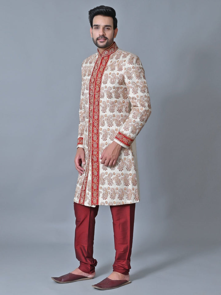 Ethnic Motifs Off White Sherwani
