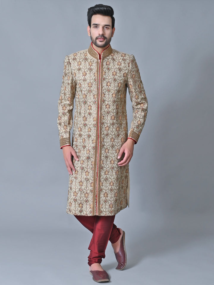 Ethnic Motifs Off White Sherwani