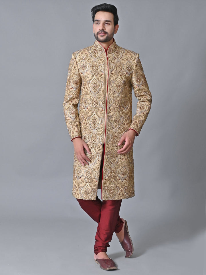 Ethnic Motifs Beige Sherwani