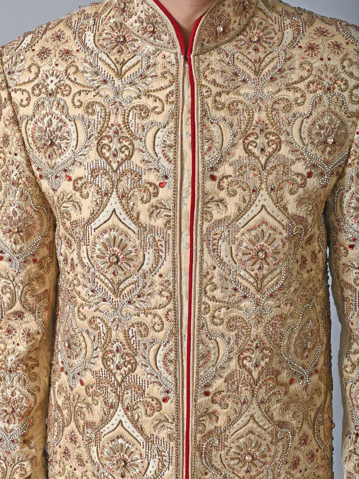 Ethnic Motifs Beige Sherwani