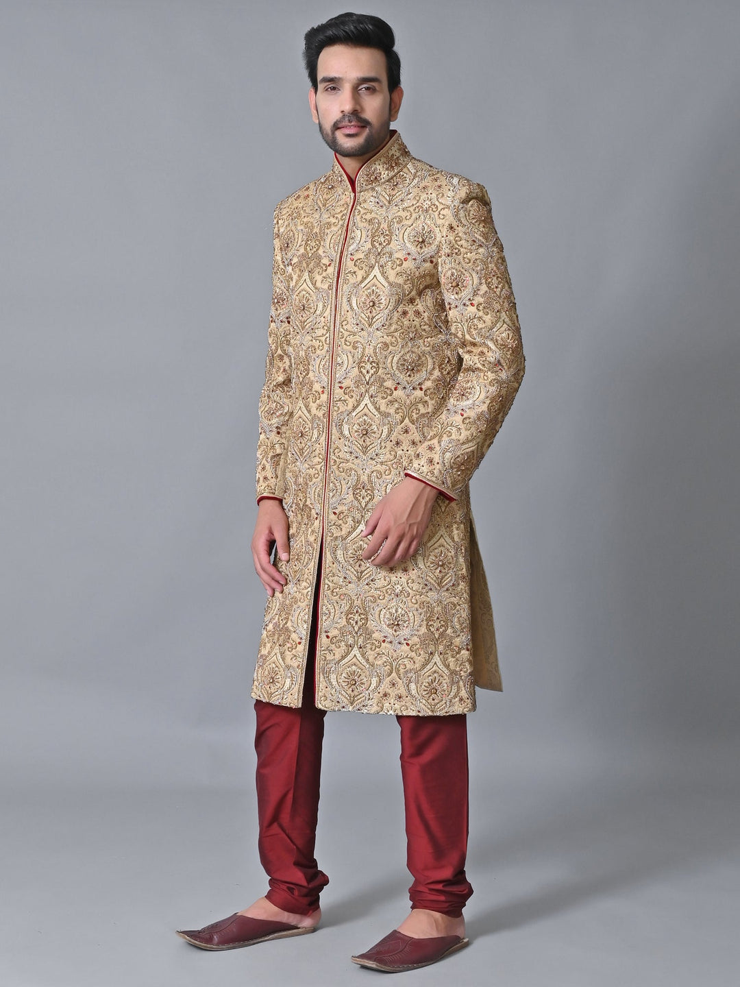 Ethnic Motifs Beige Sherwani
