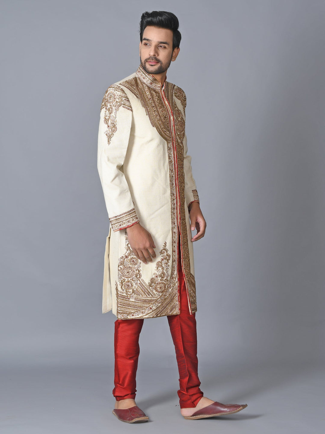 Ethnic Motifs Cream Sherwani