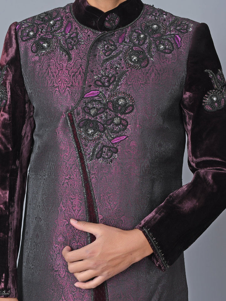 Ethnic Motifs Purple Sherwani