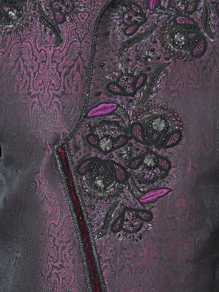Ethnic Motifs Purple Sherwani