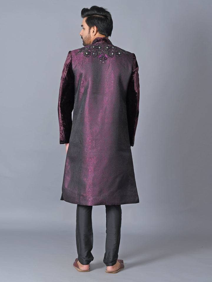 Ethnic Motifs Purple Sherwani