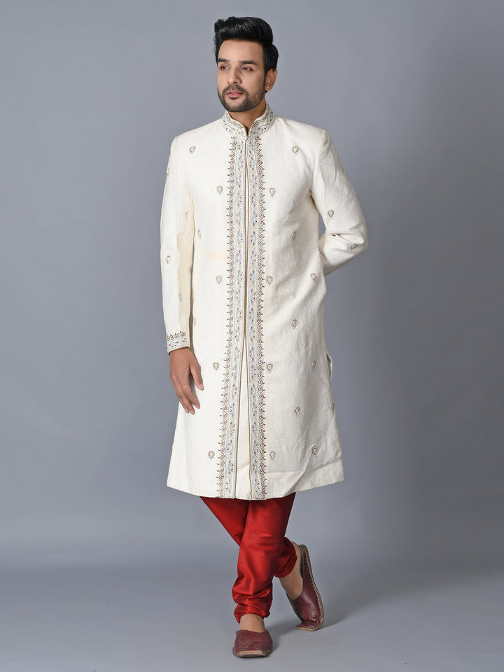 Ethnic Motifs White Sherwani