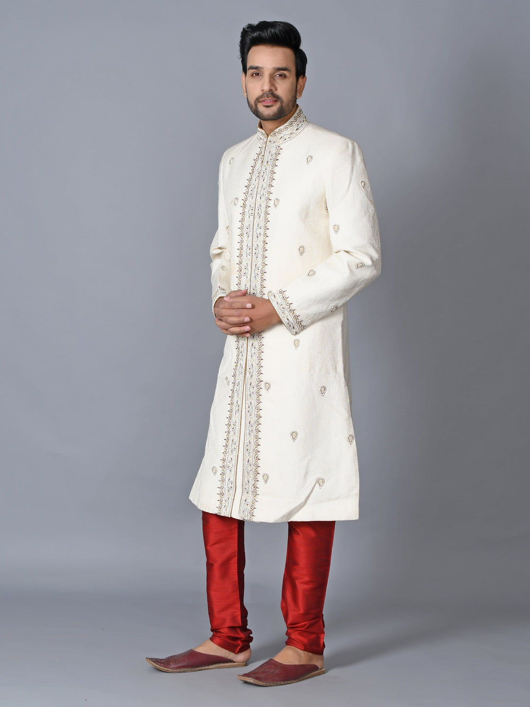 Ethnic Motifs White Sherwani