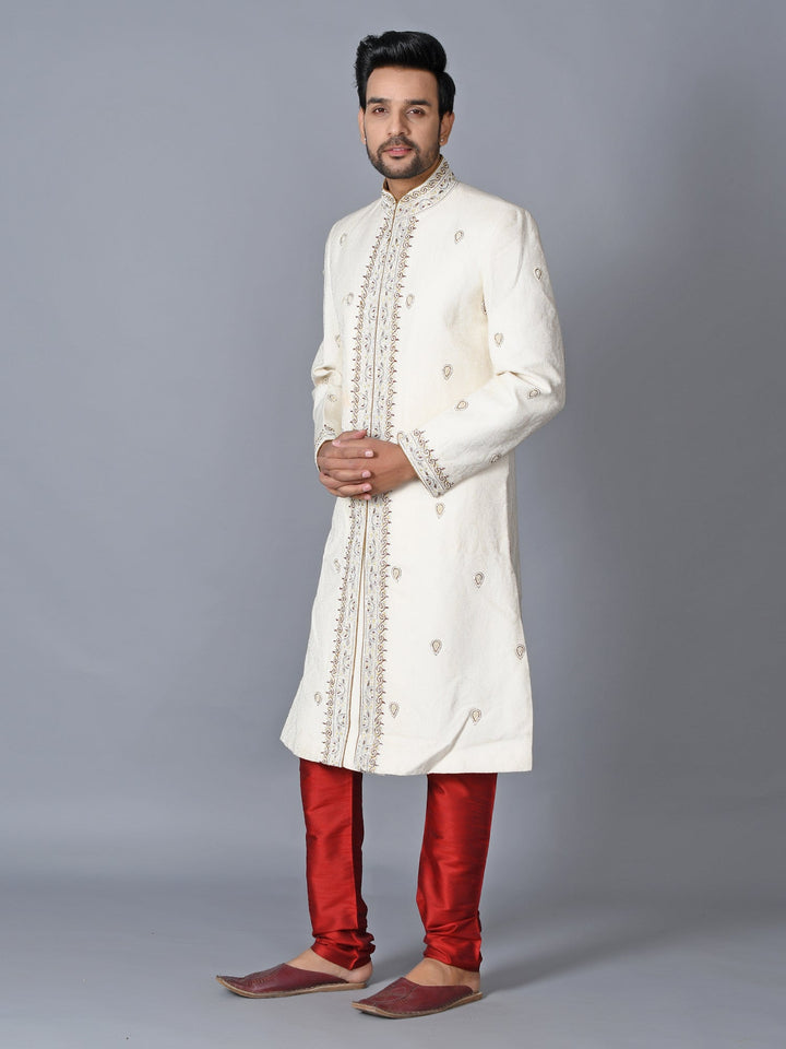 Ethnic Motifs White Sherwani