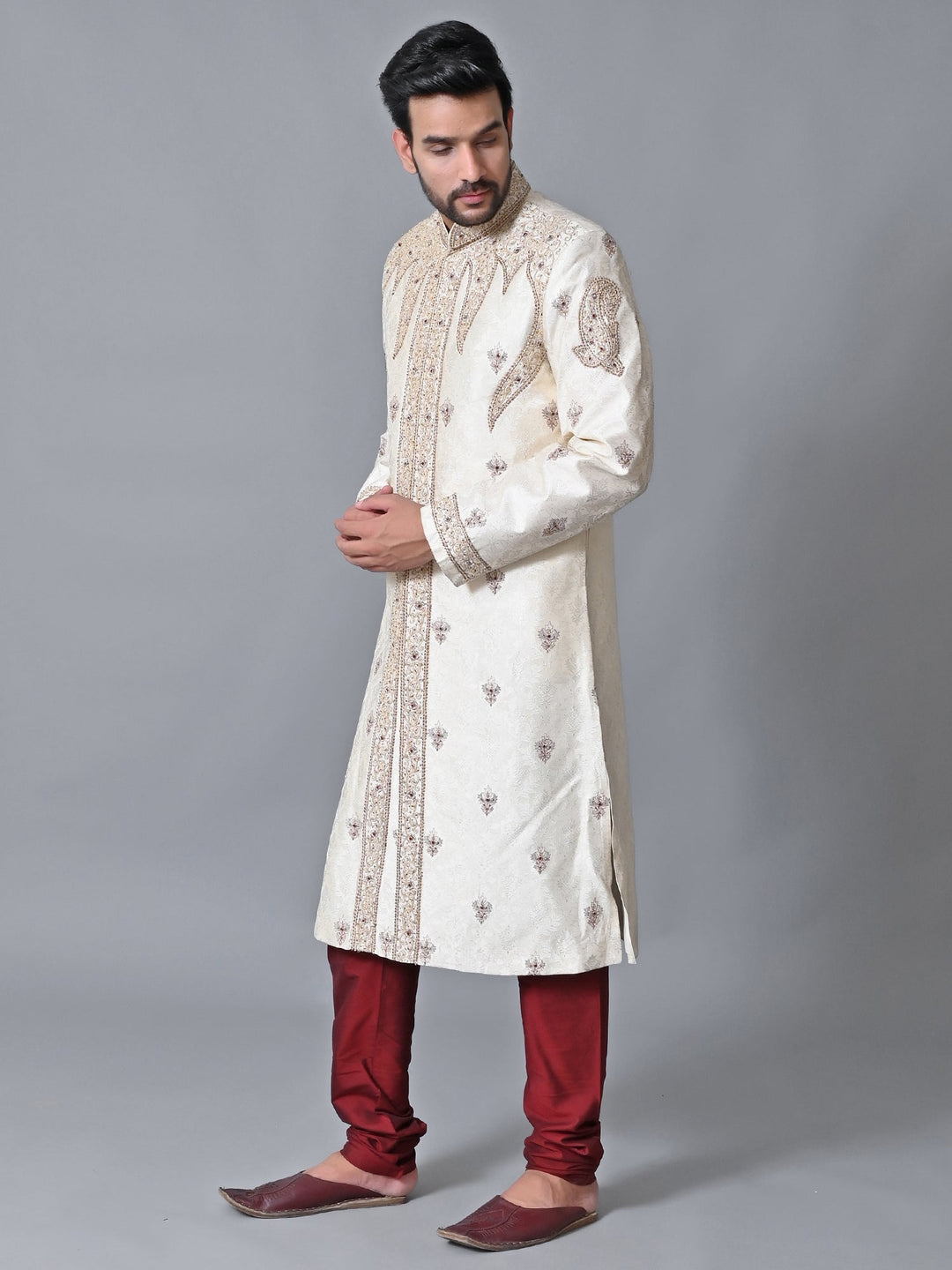 Ethnic Motifs Cream Sherwani