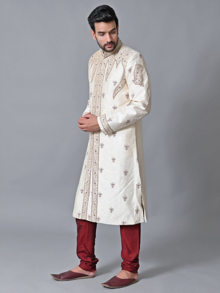 Ethnic Motifs Cream Sherwani