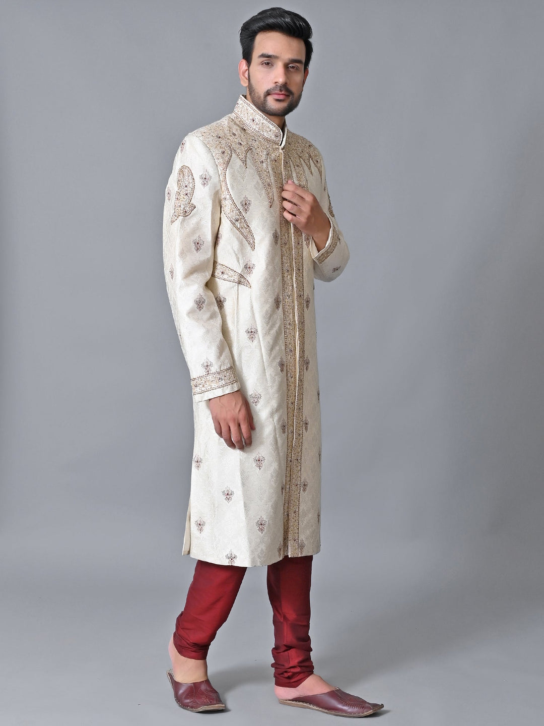 Ethnic Motifs Cream Sherwani