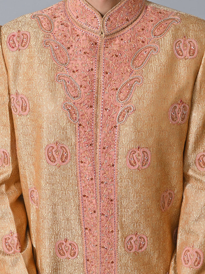 Ethnic Motifs Gold Sherwani