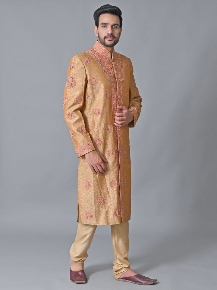 Ethnic Motifs Gold Sherwani