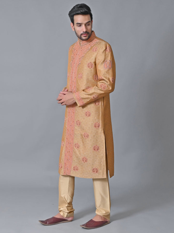 Ethnic Motifs Gold Sherwani