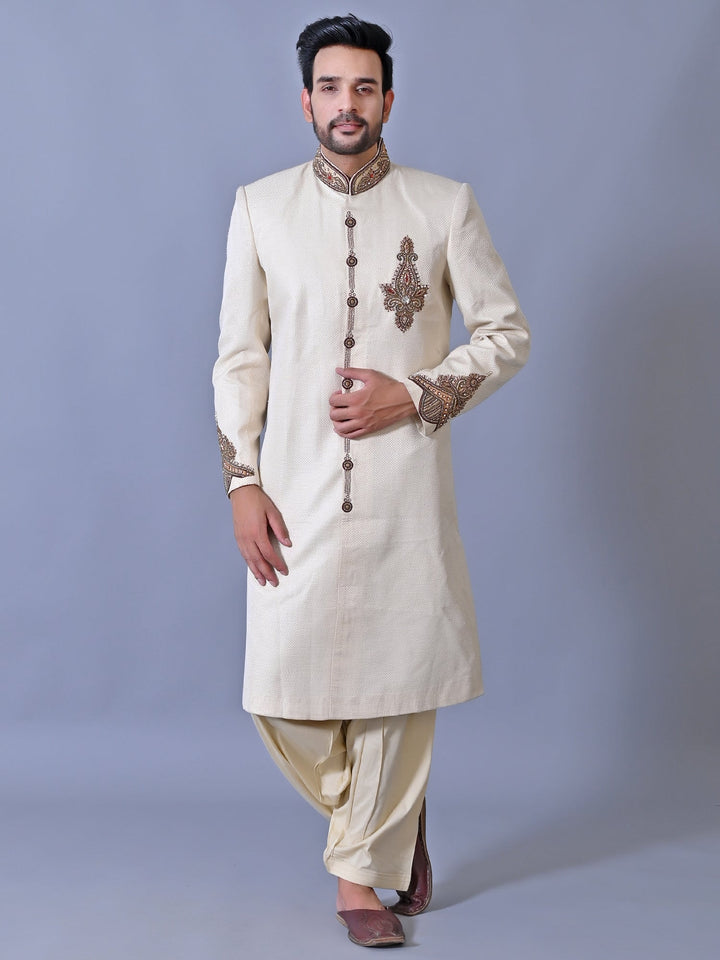 Ethnic Motifs White Sherwani