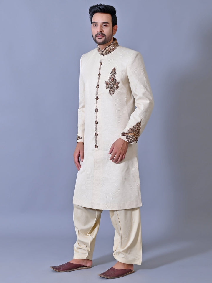 Ethnic Motifs White Sherwani