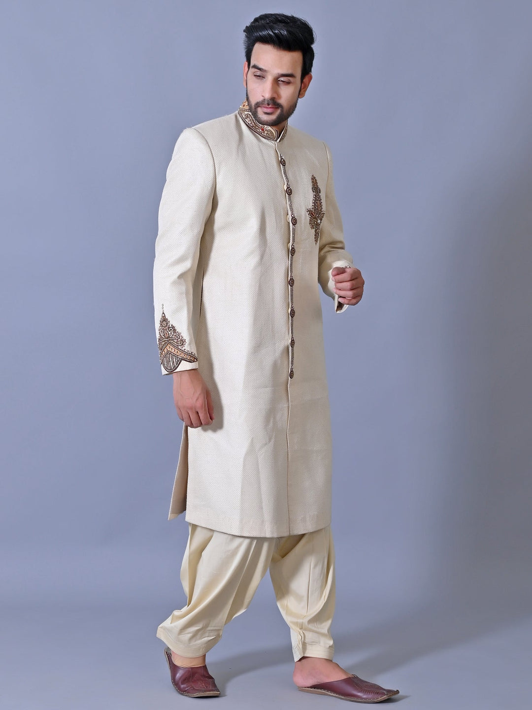 Ethnic Motifs White Sherwani
