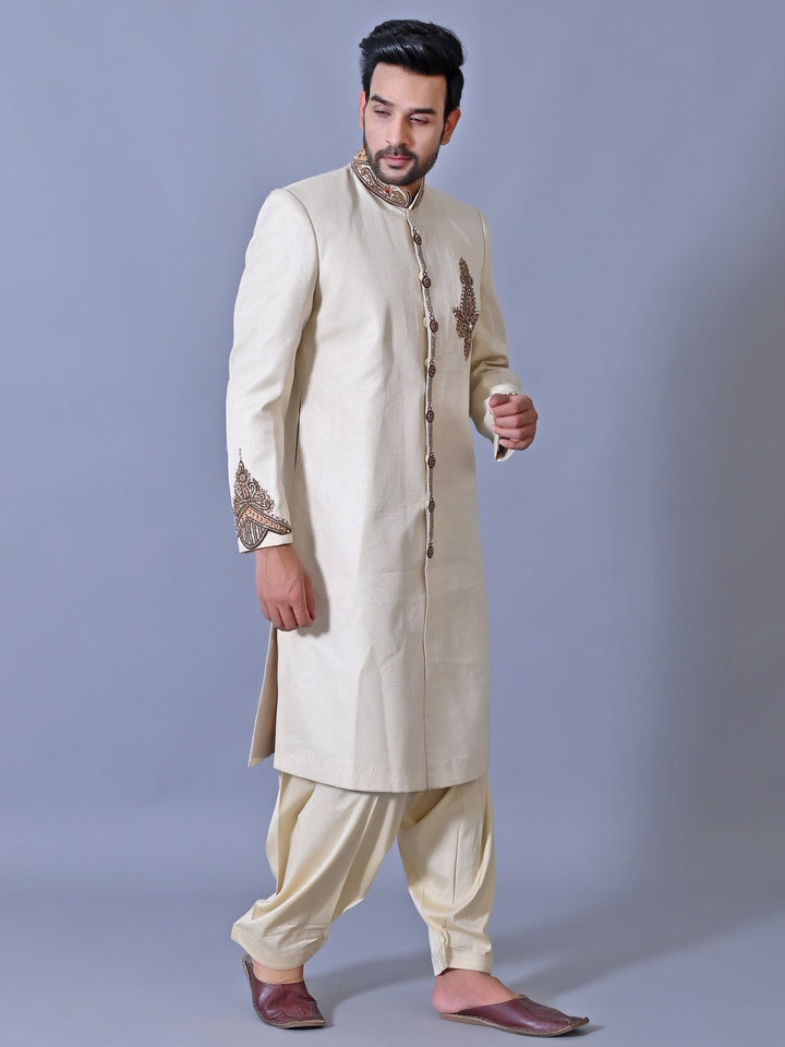 Ethnic Motifs White Sherwani