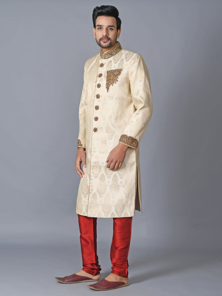 Ethnic Motifs Cream Sherwani