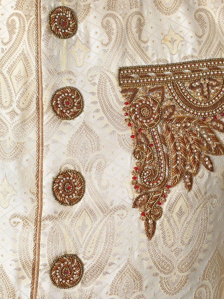 Ethnic Motifs Cream Sherwani