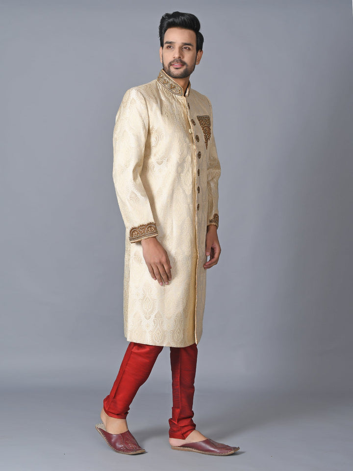 Ethnic Motifs Cream Sherwani