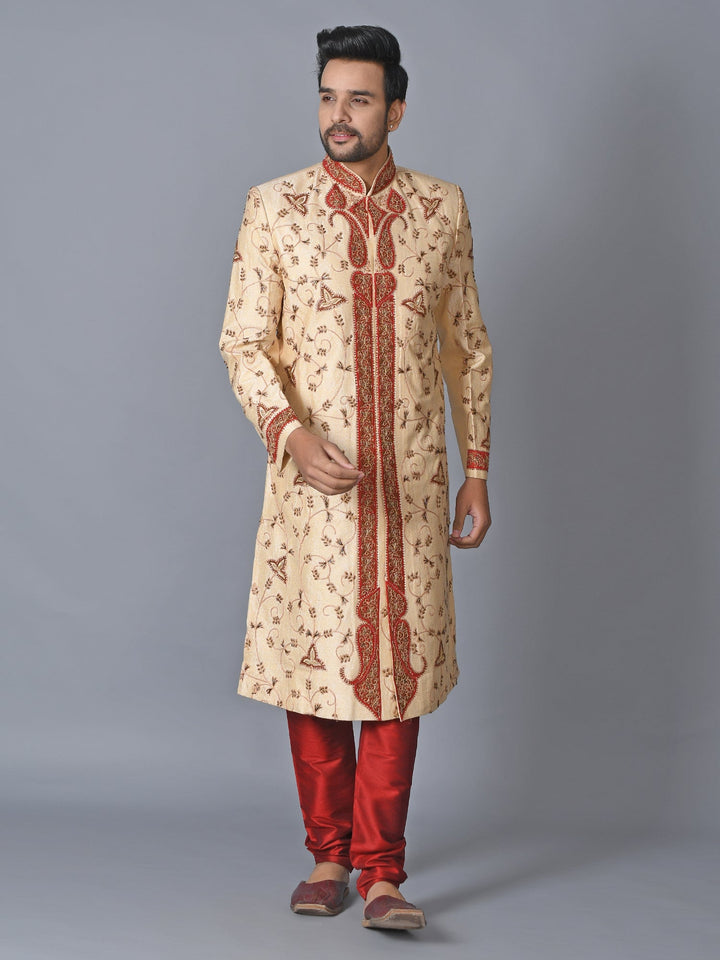 Floral Cream Sherwani