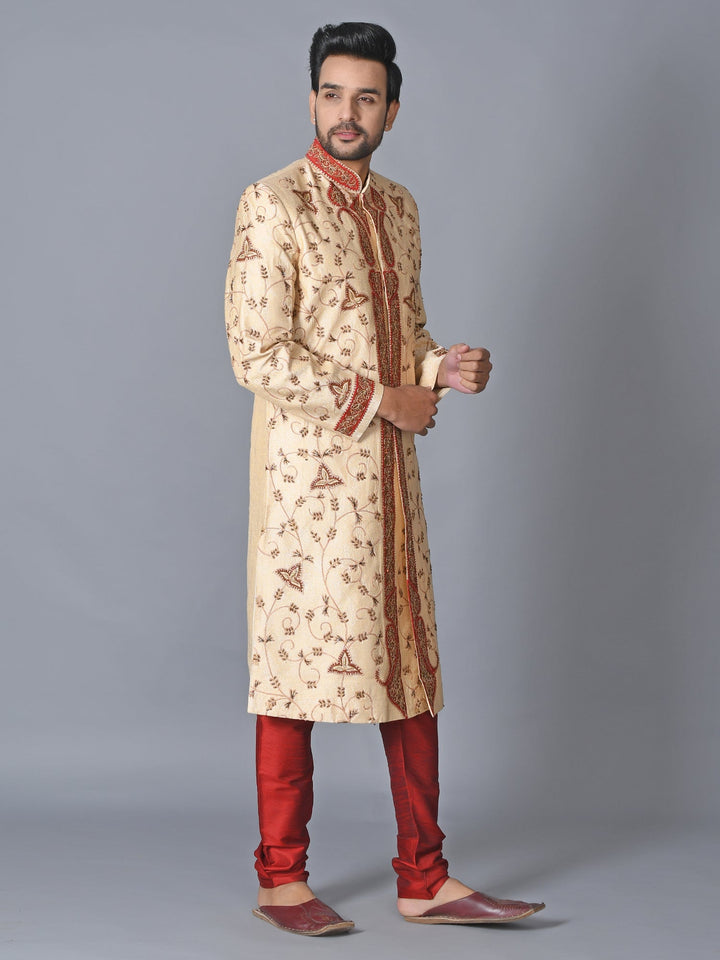 Floral Cream Sherwani