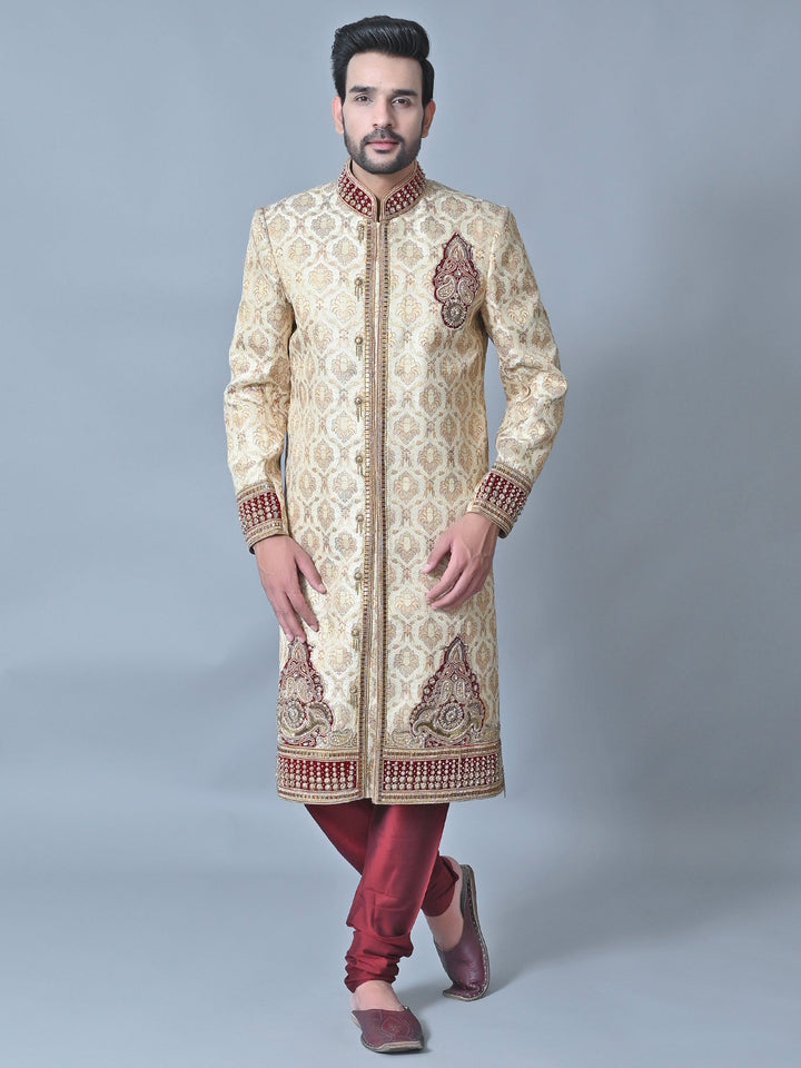 Ethnic Motifs Beige Sherwani