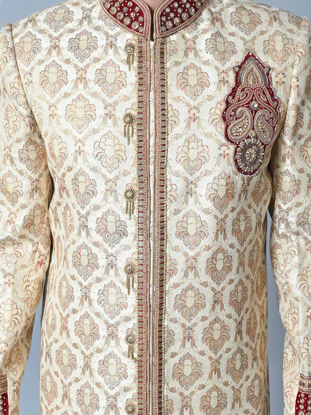 Ethnic Motifs Beige Sherwani