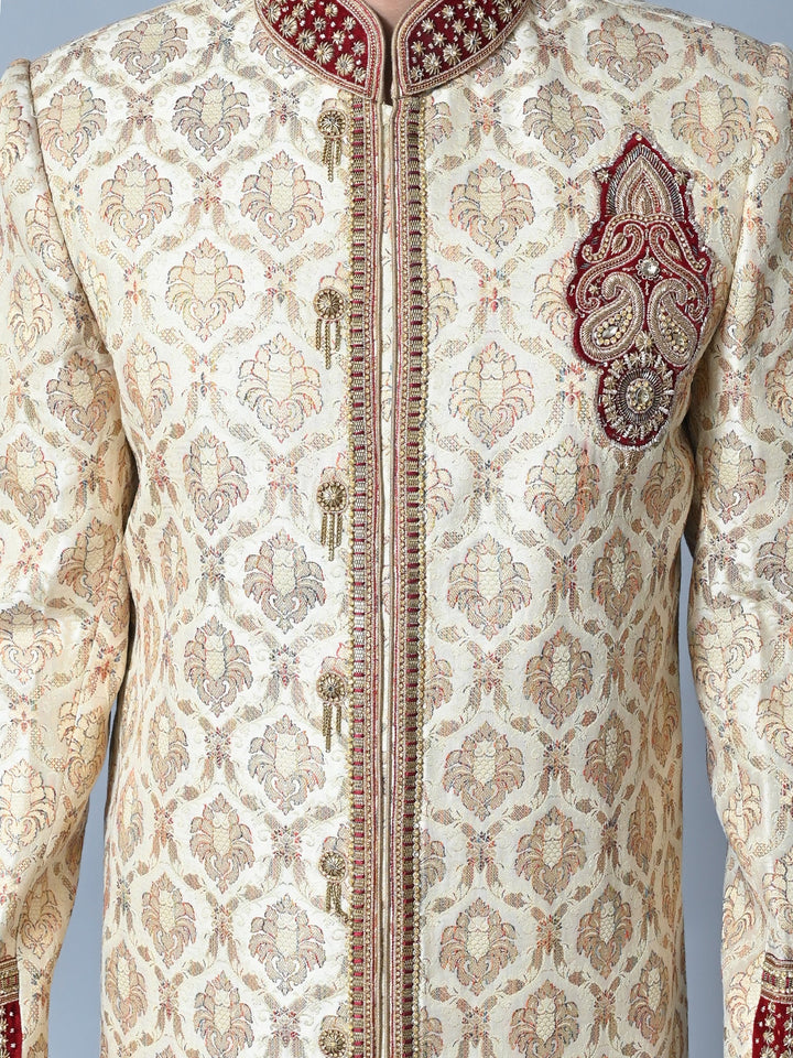 Ethnic Motifs Beige Sherwani