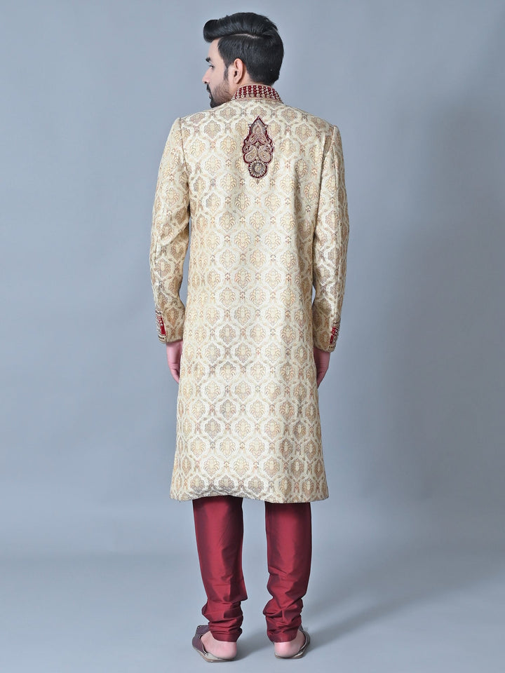 Ethnic Motifs Beige Sherwani