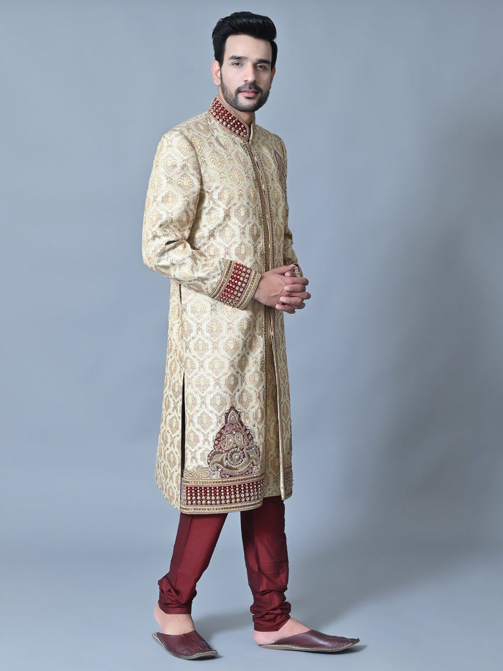 Ethnic Motifs Beige Sherwani