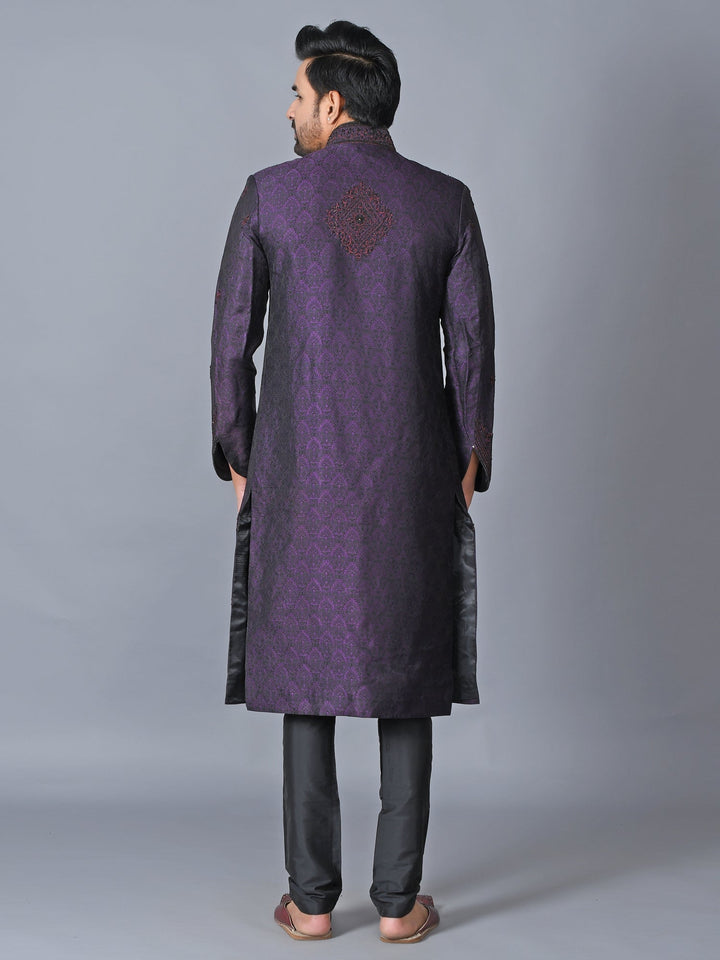 Ethnic Motifs Purple Sherwani
