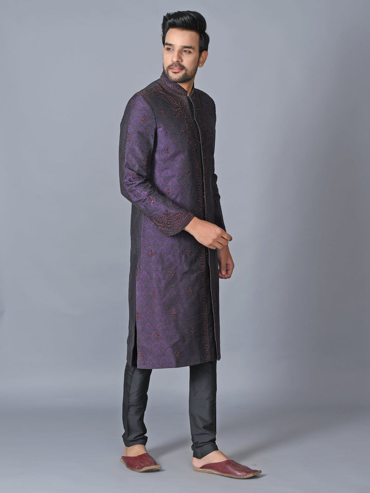 Ethnic Motifs Purple Sherwani