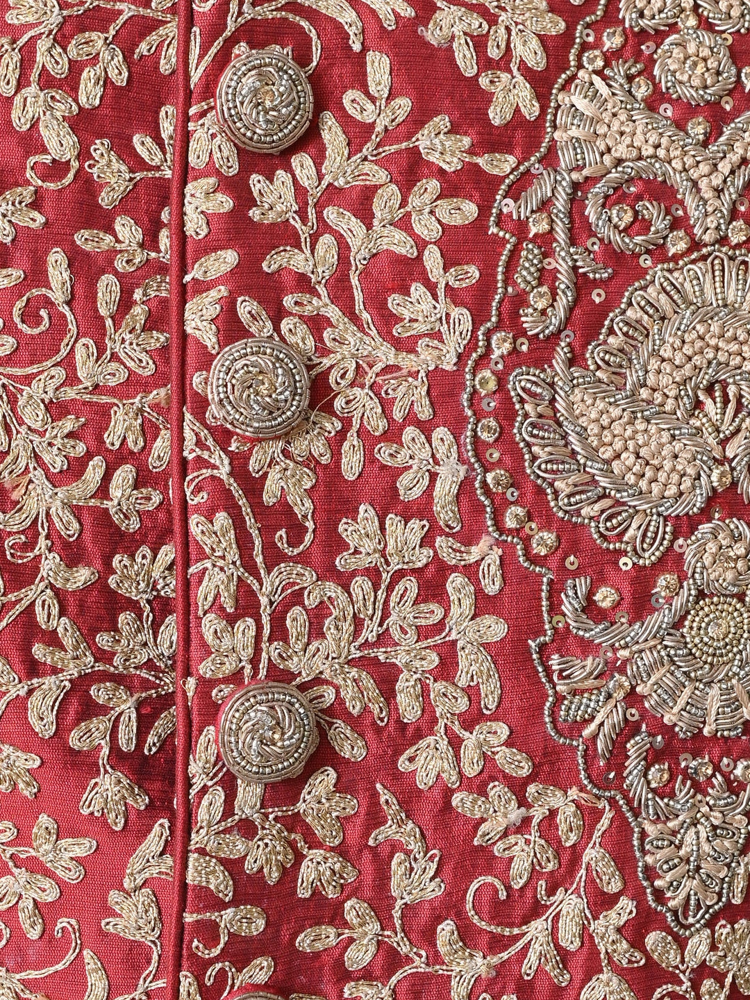 Woven Design Maroon Sherwani