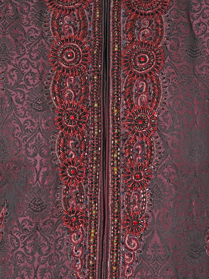 Ethnic Motifs Maroon Sherwani