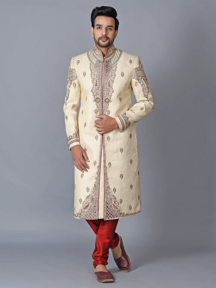 Ethnic Motifs Cream Sherwani