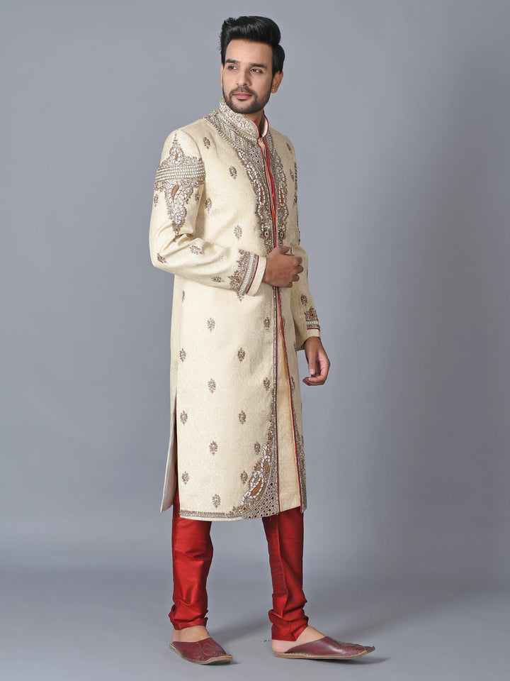 Ethnic Motifs Cream Sherwani