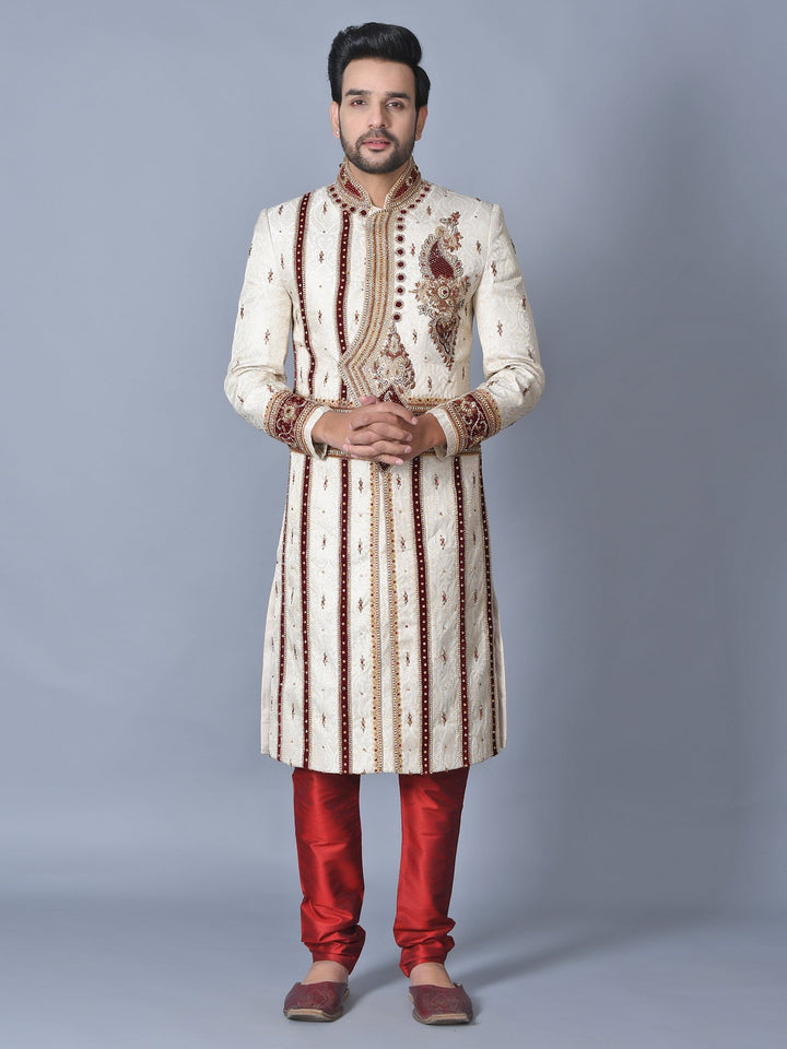 Ethnic Motifs Cream Sherwani