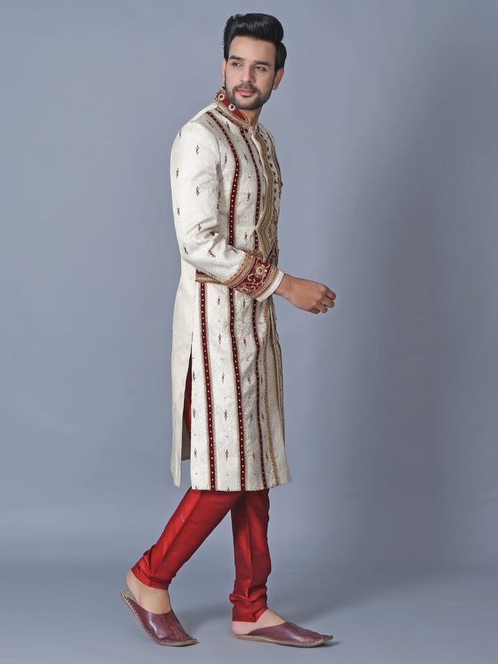 Ethnic Motifs Cream Sherwani