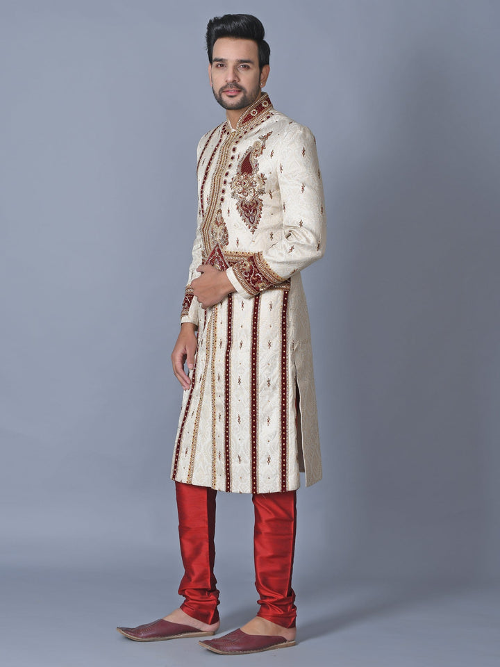 Ethnic Motifs Cream Sherwani